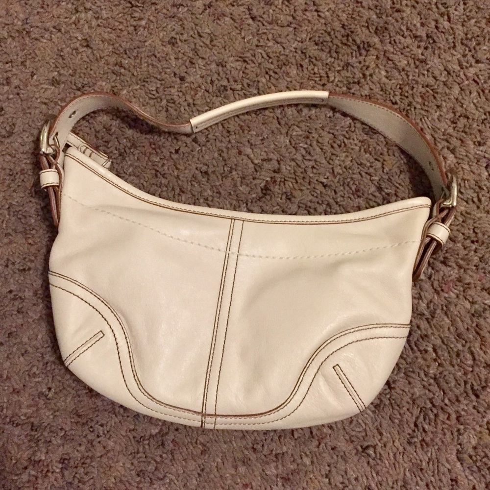Coach White Leather Hobo Bag